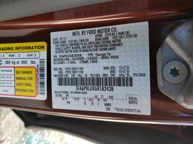 Photo 9 VIN: 3FA6P0LUXGR182438 - FORD FUSION 