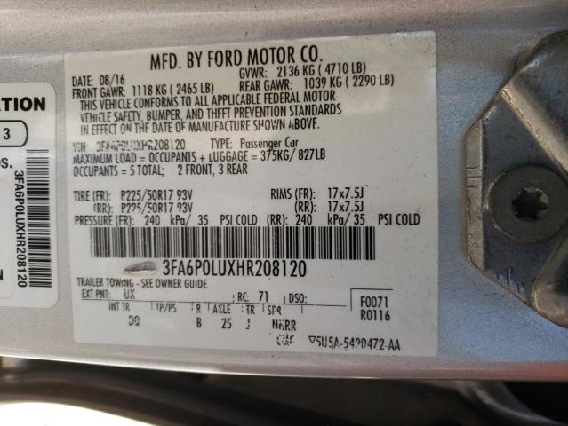 Photo 9 VIN: 3FA6P0LUXHR208120 - FORD FUSION SE 