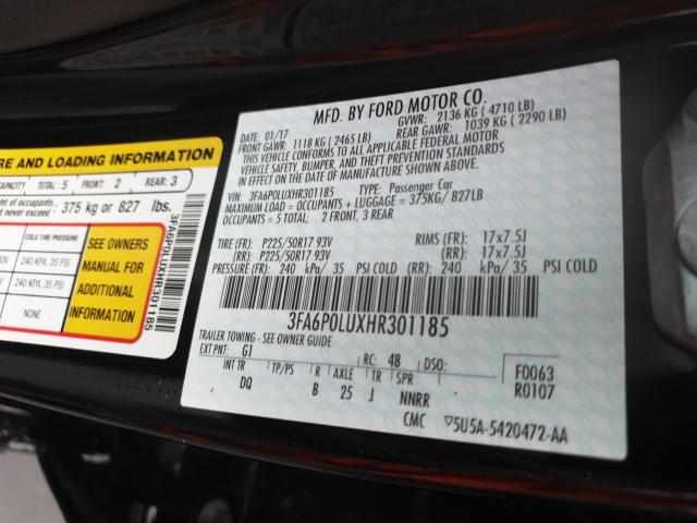 Photo 9 VIN: 3FA6P0LUXHR301185 - FORD FUSION SE 