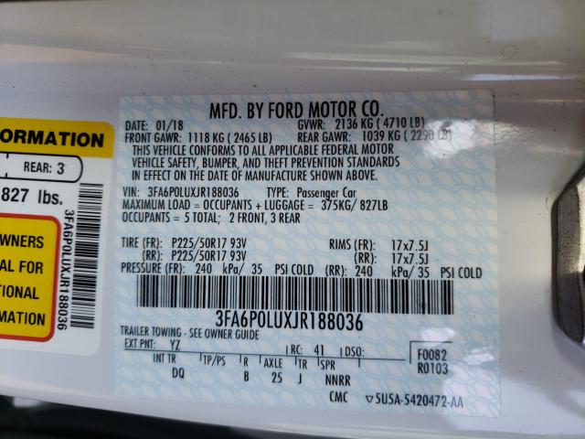 Photo 9 VIN: 3FA6P0LUXJR188036 - FORD FUSION 