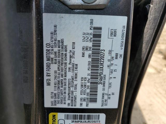 Photo 11 VIN: 3FA6P0LUXJR220273 - FORD FUSION SE 