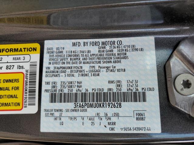 Photo 12 VIN: 3FA6P0MU0KR192628 - FORD FUSION 