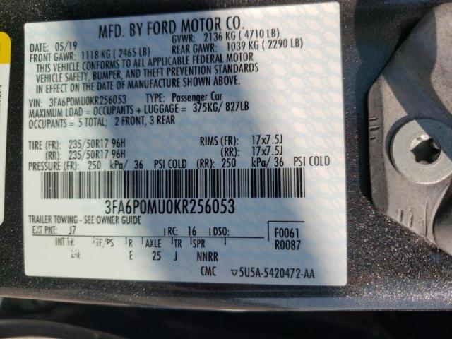 Photo 9 VIN: 3FA6P0MU0KR256053 - FORD FUSION SEL 