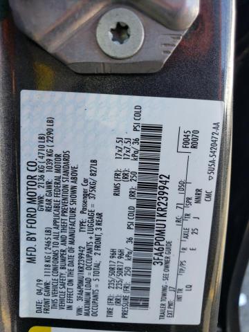 Photo 11 VIN: 3FA6P0MU1KR239942 - FORD FUSION SEL 