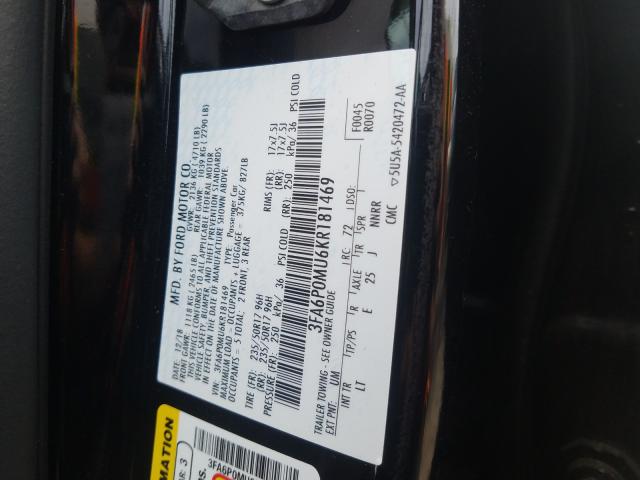 Photo 9 VIN: 3FA6P0MU6KR181469 - FORD FUSION SEL 