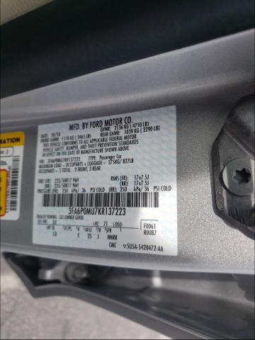 Photo 9 VIN: 3FA6P0MU7KR137223 - FORD FUSION SEL 