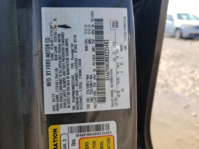 Photo 11 VIN: 3FA6P0MU8KR235483 - FORD FUSION SEL 