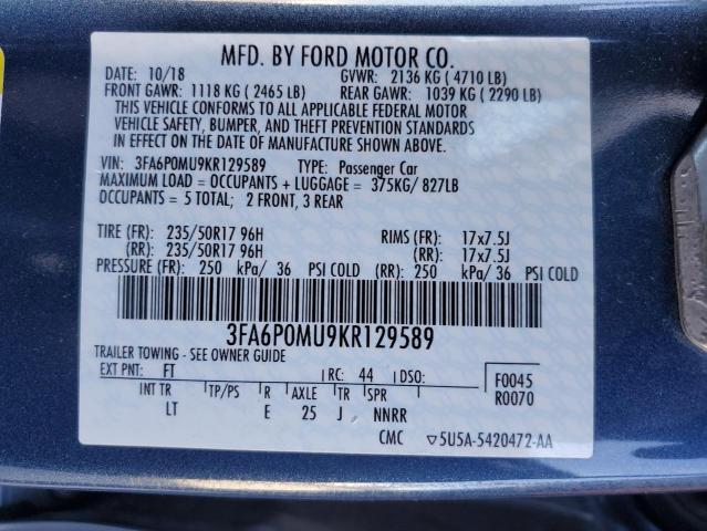 Photo 11 VIN: 3FA6P0MU9KR129589 - FORD FUSION 