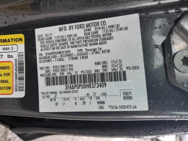 Photo 11 VIN: 3FA6P0PU0HR373409 - FORD FUSION 