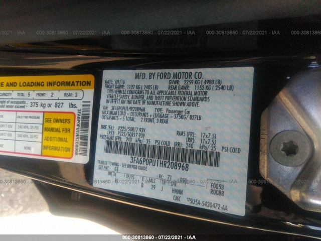 Photo 8 VIN: 3FA6P0PU1HR208968 - FORD FUSION ENERGI 