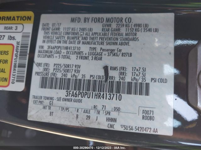 Photo 8 VIN: 3FA6P0PU1HR413710 - FORD FUSION ENERGI 