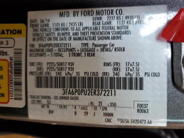 Photo 11 VIN: 3FA6P0PU2ER372211 - FORD FUSION SE 