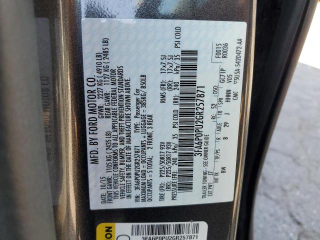 Photo 11 VIN: 3FA6P0PU2GR257871 - FORD FUSION SE 