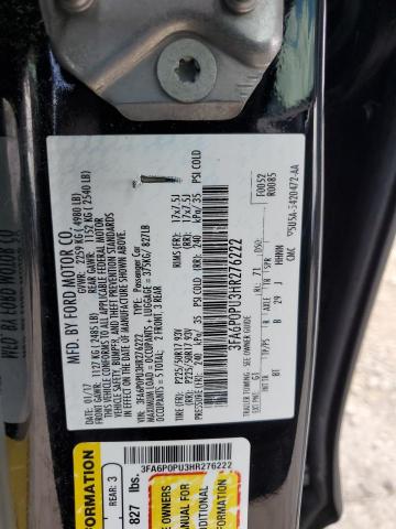 Photo 11 VIN: 3FA6P0PU3HR276222 - FORD FUSION SE 