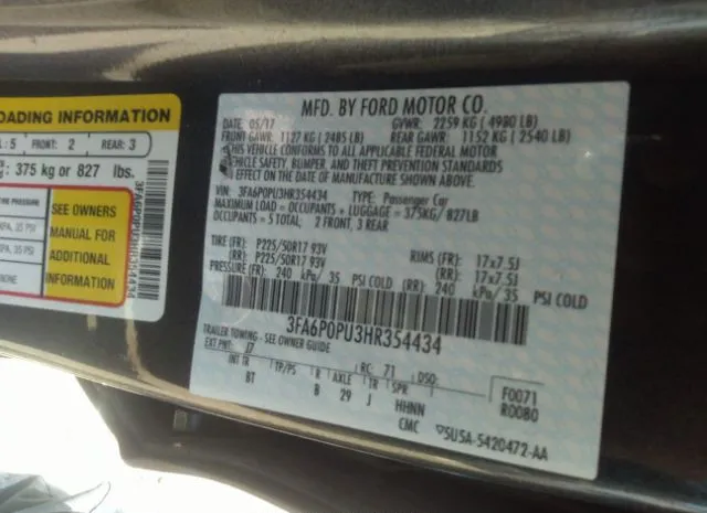 Photo 8 VIN: 3FA6P0PU3HR354434 - FORD FUSION ENERGI 