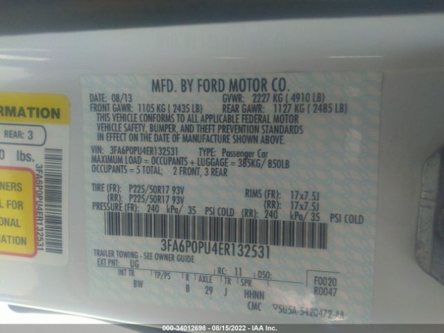 Photo 8 VIN: 3FA6P0PU4ER132531 - FORD FUSION ENERGI 