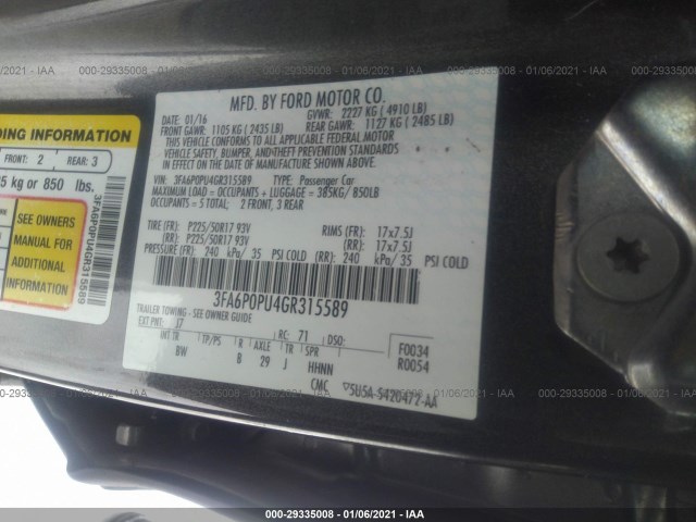 Photo 8 VIN: 3FA6P0PU4GR315589 - FORD FUSION ENERGI 