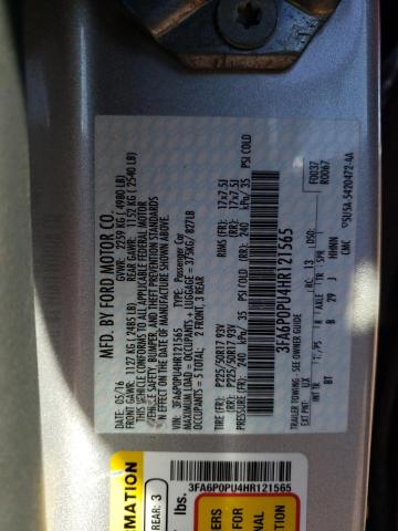 Photo 12 VIN: 3FA6P0PU4HR121565 - FORD FUSION 