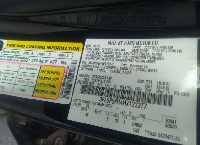 Photo 8 VIN: 3FA6P0PU4HR122277 - FORD FUSION ENERGI 