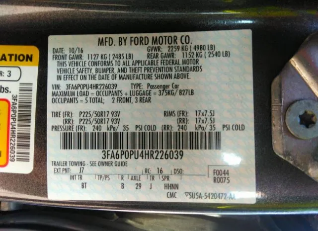 Photo 8 VIN: 3FA6P0PU4HR226039 - FORD FUSION ENERGI 