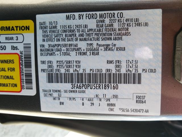 Photo 9 VIN: 3FA6P0PU5ER189160 - FORD FUSION SE 