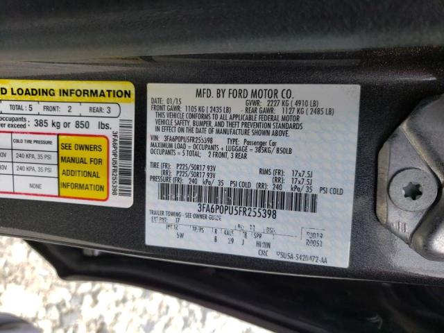 Photo 9 VIN: 3FA6P0PU5FR255398 - FORD FUSION SE 