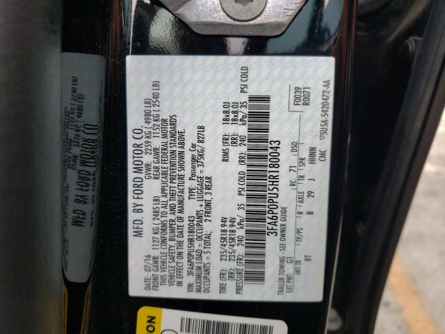 Photo 9 VIN: 3FA6P0PU5HR180043 - FORD FUSION SE 