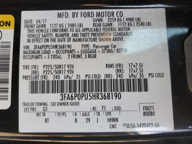 Photo 12 VIN: 3FA6P0PU5HR368190 - FORD FUSION SE 