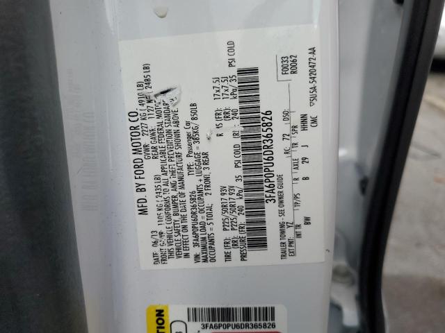 Photo 9 VIN: 3FA6P0PU6DR365826 - FORD FUSION SE 