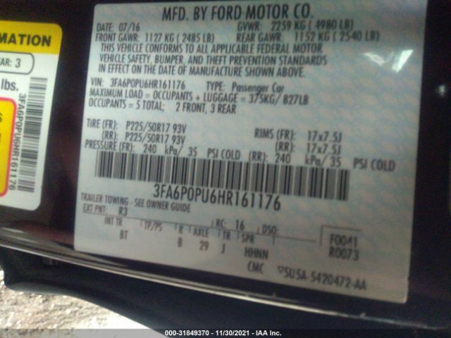 Photo 8 VIN: 3FA6P0PU6HR161176 - FORD FUSION ENERGI 