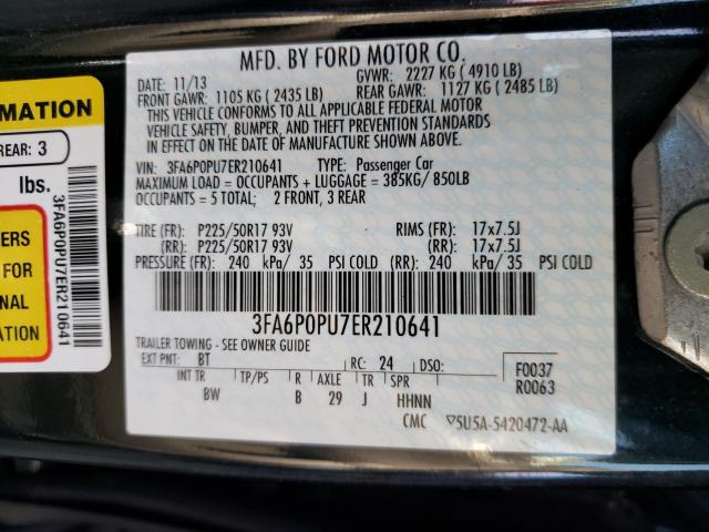 Photo 9 VIN: 3FA6P0PU7ER210641 - FORD FUSION SE 