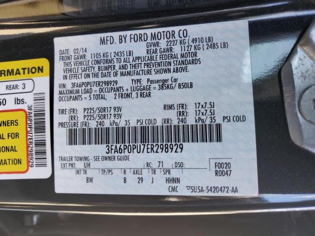 Photo 12 VIN: 3FA6P0PU7ER298929 - FORD FUSION SE 