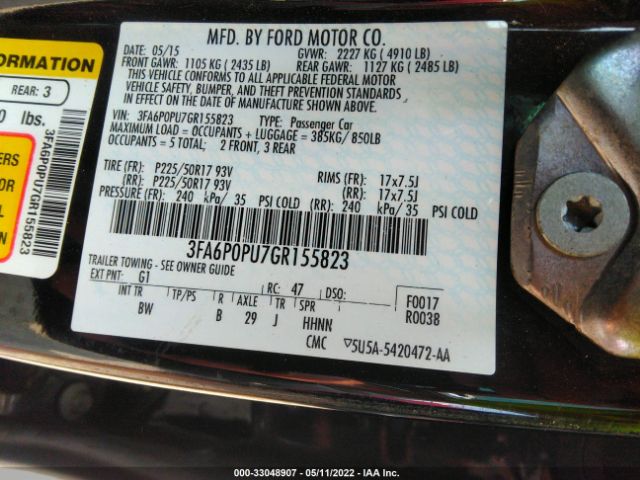 Photo 8 VIN: 3FA6P0PU7GR155823 - FORD FUSION ENERGI 