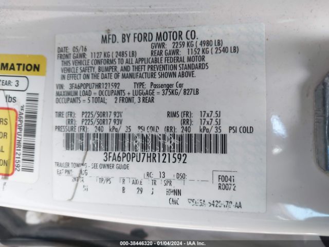 Photo 8 VIN: 3FA6P0PU7HR121592 - FORD FUSION ENERGI 