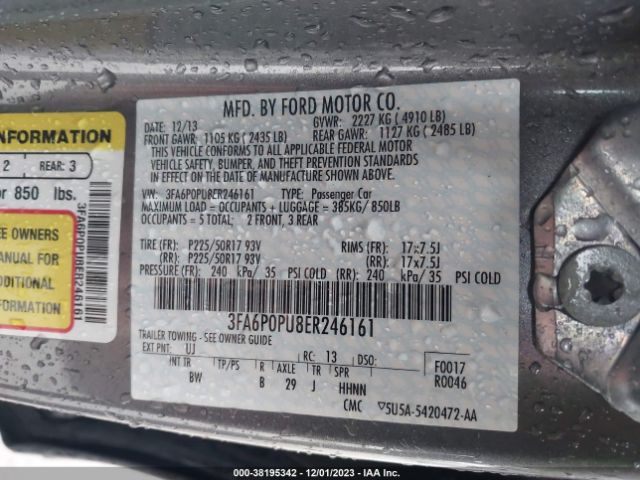 Photo 8 VIN: 3FA6P0PU8ER246161 - FORD FUSION ENERGI 