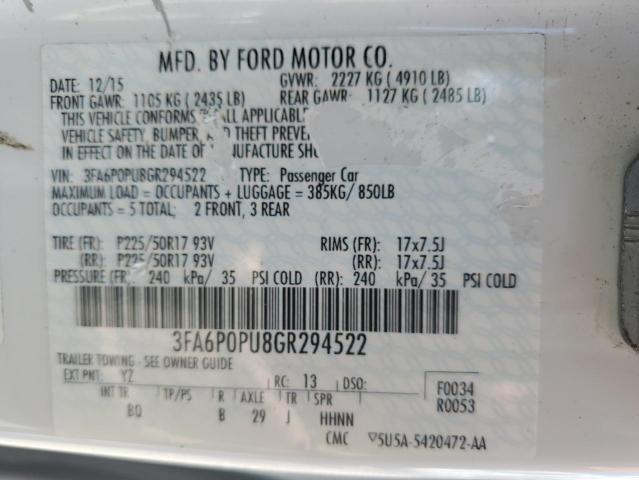 Photo 11 VIN: 3FA6P0PU8GR294522 - FORD FUSION 