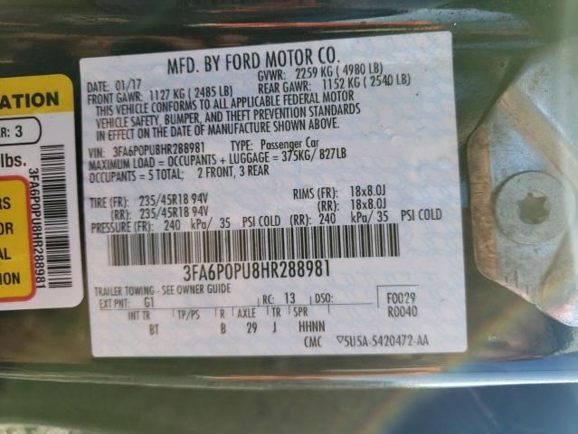 Photo 11 VIN: 3FA6P0PU8HR288981 - FORD FUSION 