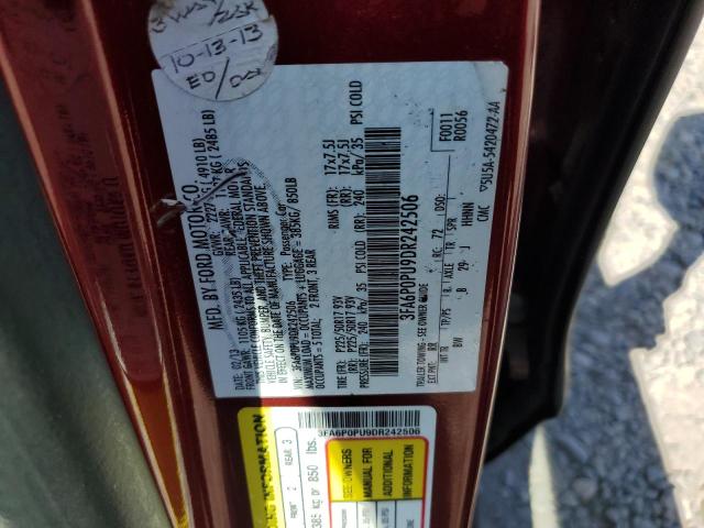 Photo 12 VIN: 3FA6P0PU9DR242506 - FORD FUSION SE 