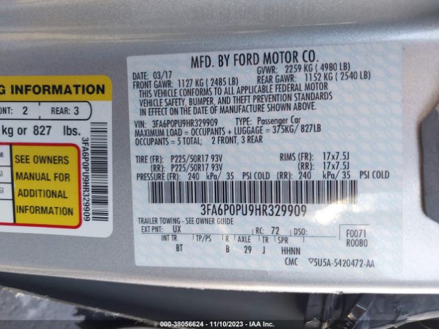 Photo 8 VIN: 3FA6P0PU9HR329909 - FORD FUSION ENERGI 