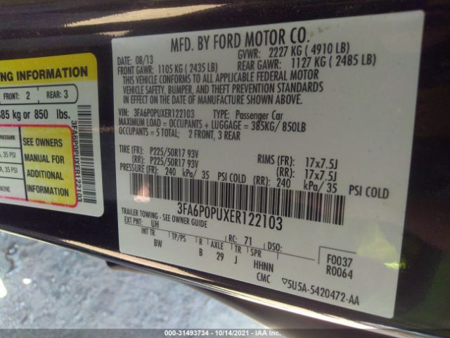 Photo 8 VIN: 3FA6P0PUXER122103 - FORD FUSION 