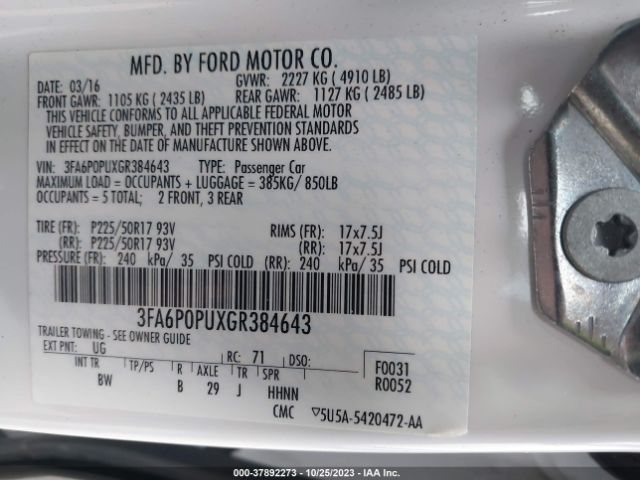 Photo 8 VIN: 3FA6P0PUXGR384643 - FORD FUSION ENERGI 