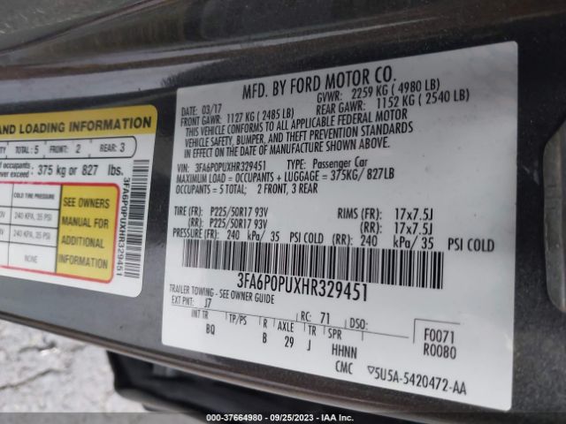 Photo 8 VIN: 3FA6P0PUXHR329451 - FORD FUSION ENERGI 