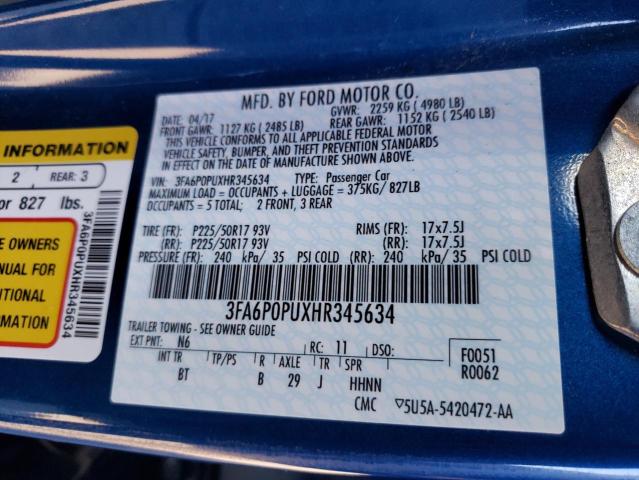 Photo 9 VIN: 3FA6P0PUXHR345634 - FORD FUSION SE 