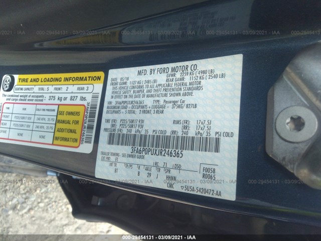 Photo 8 VIN: 3FA6P0PUXJR246365 - FORD FUSION ENERGI 