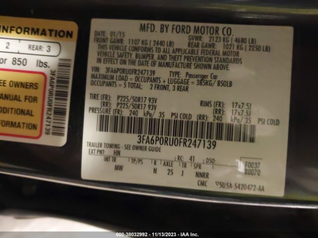 Photo 8 VIN: 3FA6P0RU0FR247139 - FORD FUSION HYBRID 