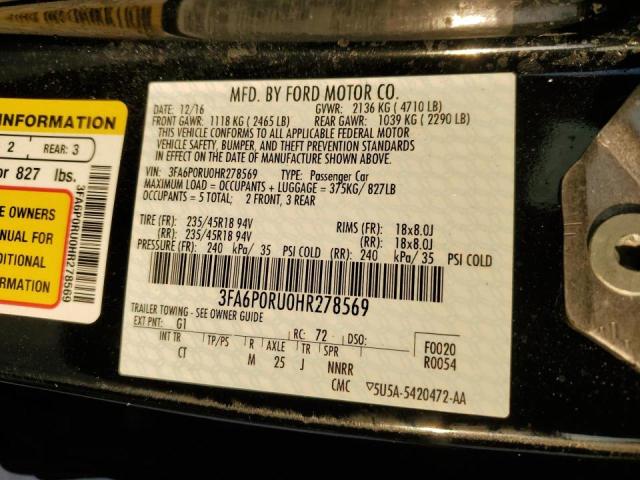 Photo 11 VIN: 3FA6P0RU0HR278569 - FORD FUSION TIT 