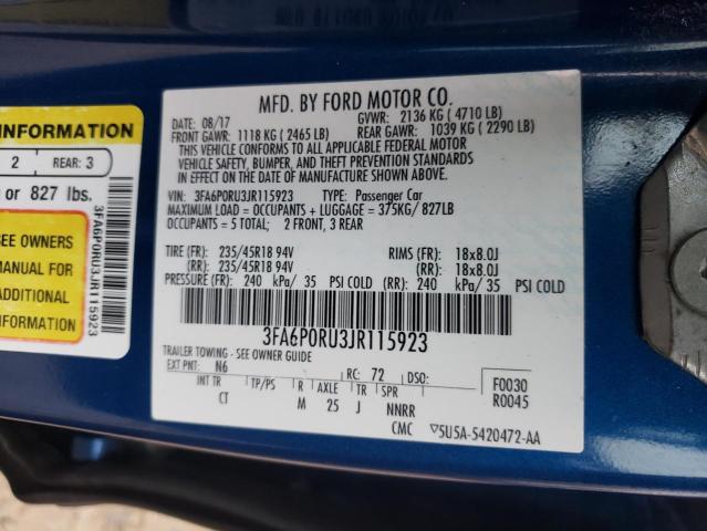 Photo 11 VIN: 3FA6P0RU3JR115923 - FORD FUSION TIT 