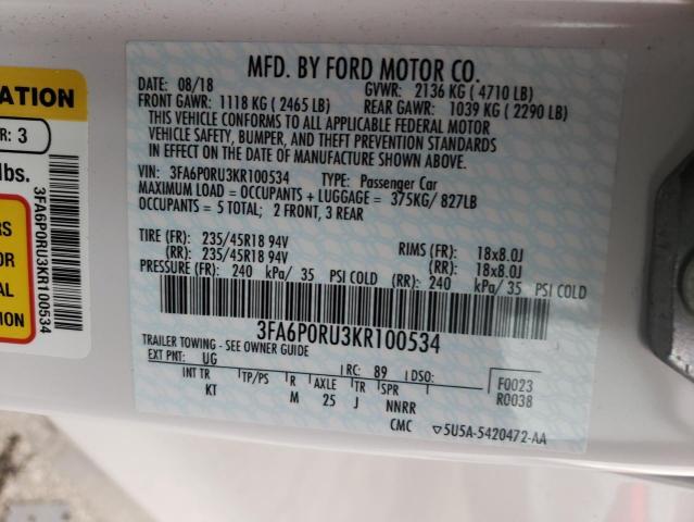 Photo 11 VIN: 3FA6P0RU3KR100534 - FORD FUSION 