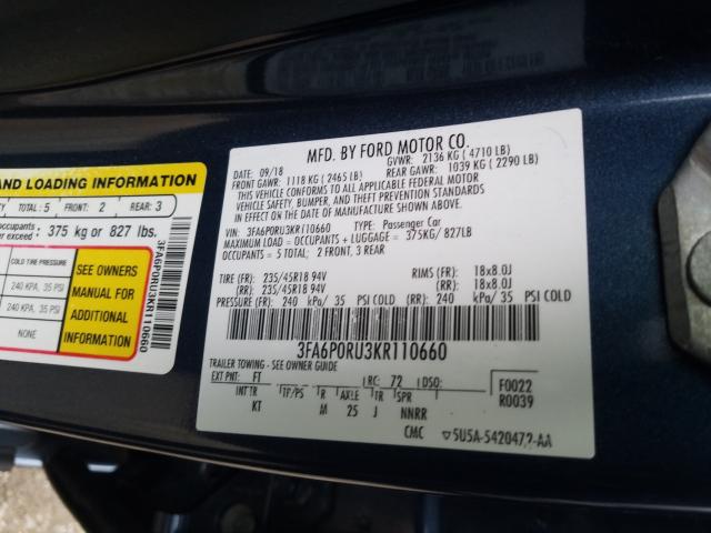 Photo 9 VIN: 3FA6P0RU3KR110660 - FORD FUSION TIT 