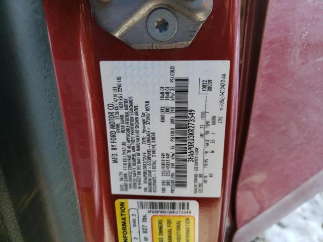 Photo 11 VIN: 3FA6P0RU3KR273549 - FORD FUSION 